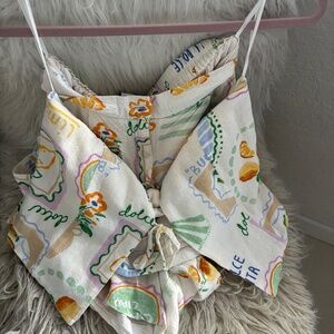 Paper Heart Womens Shorts XS Italian Theme Linen Blend Fruits Dolce Vita